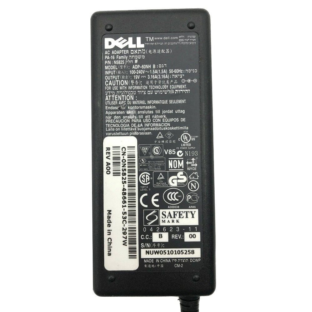 Orijinal Dell 19V 3.16A 5.5mm*2.5mm Notebook Laptop Adaptör Şarj Aleti CN-0N5825