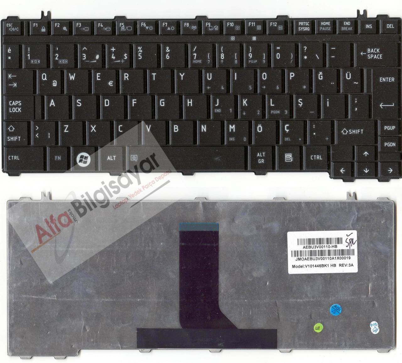 Toshiba Satellite U400, U400D  U405, U405D M800 U500, U500D   U505, U505D T130, T131, T130D  T135, T135D Toshiba Portege M800, M900 Klavye Tuş Takımı Siyah