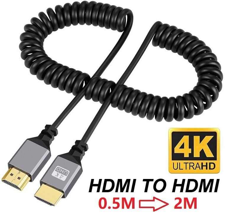 Hdmi Spiral Yaylı Uzayabilen FullHd 4k 60Hz Uhd Kablo (0.5-2 Metre)