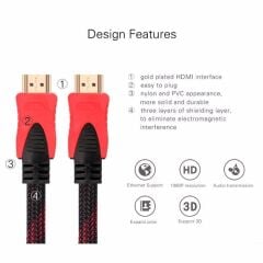 15M Hdmi Kablosu 1.4b 3D Örgü Hdmi Görüntü Kablosu 15 Metre