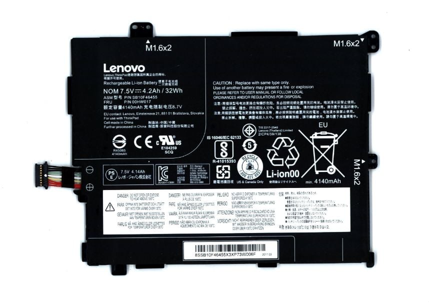 Orijinal Lenovo ThinkPad SB10F46454 00HW016 00HW017 Tablet PC Batarya Pil