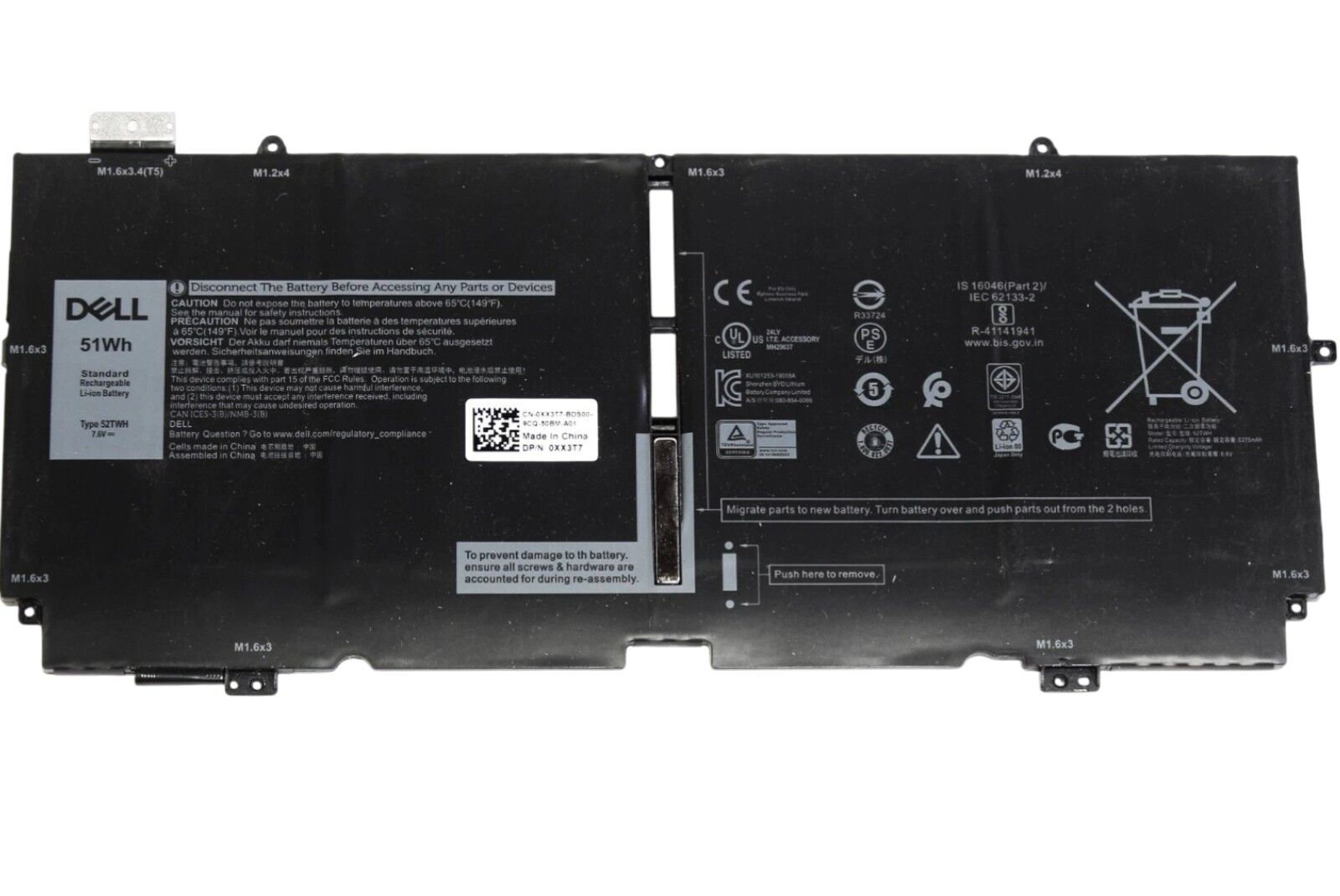 Dell XPS 13 7390 52TWH 51Wh Orijinal Laptop Batarya