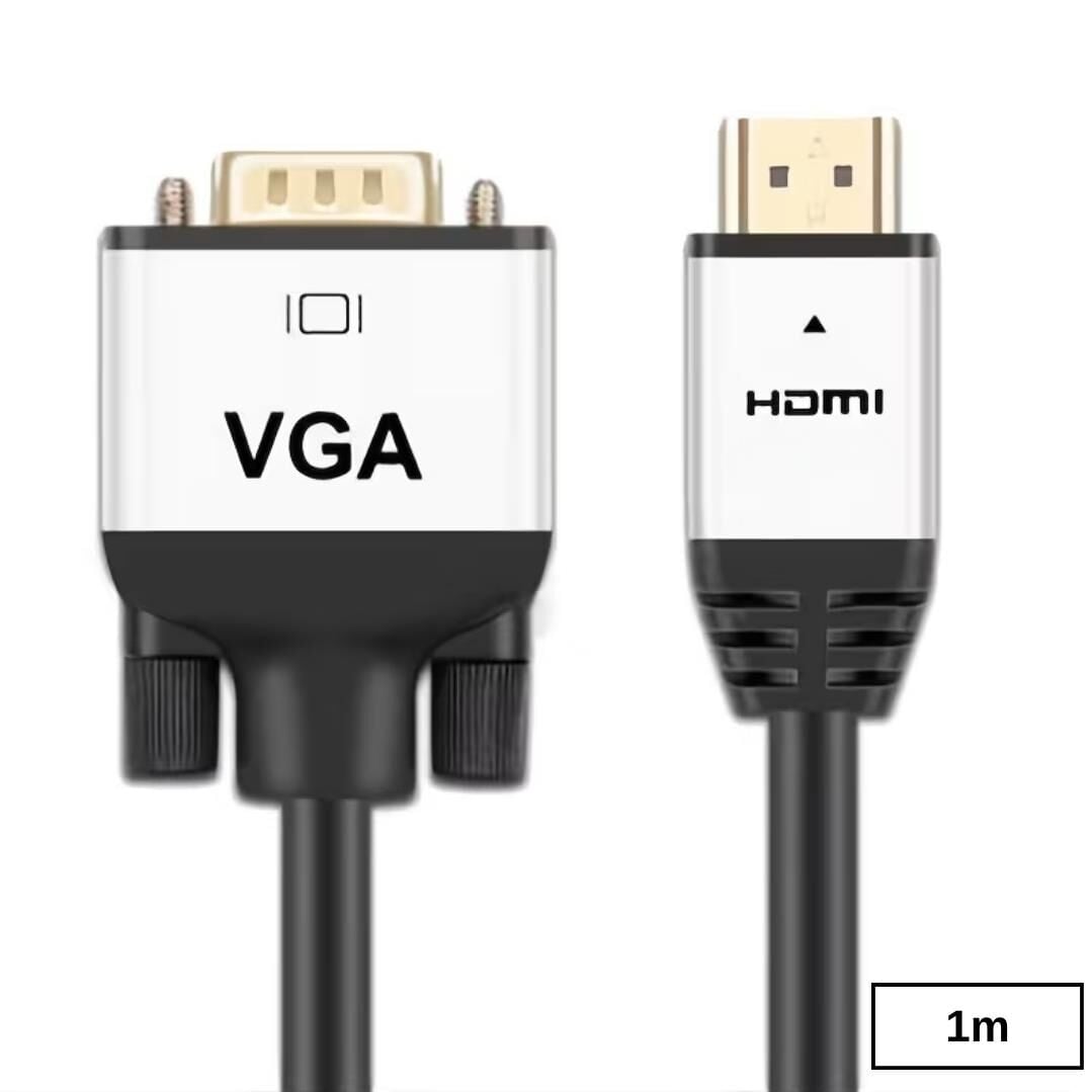 HDMI To VGA Görüntü Çevirici Dönüştürücü Adaptör Monitör Kablosu 1metre
