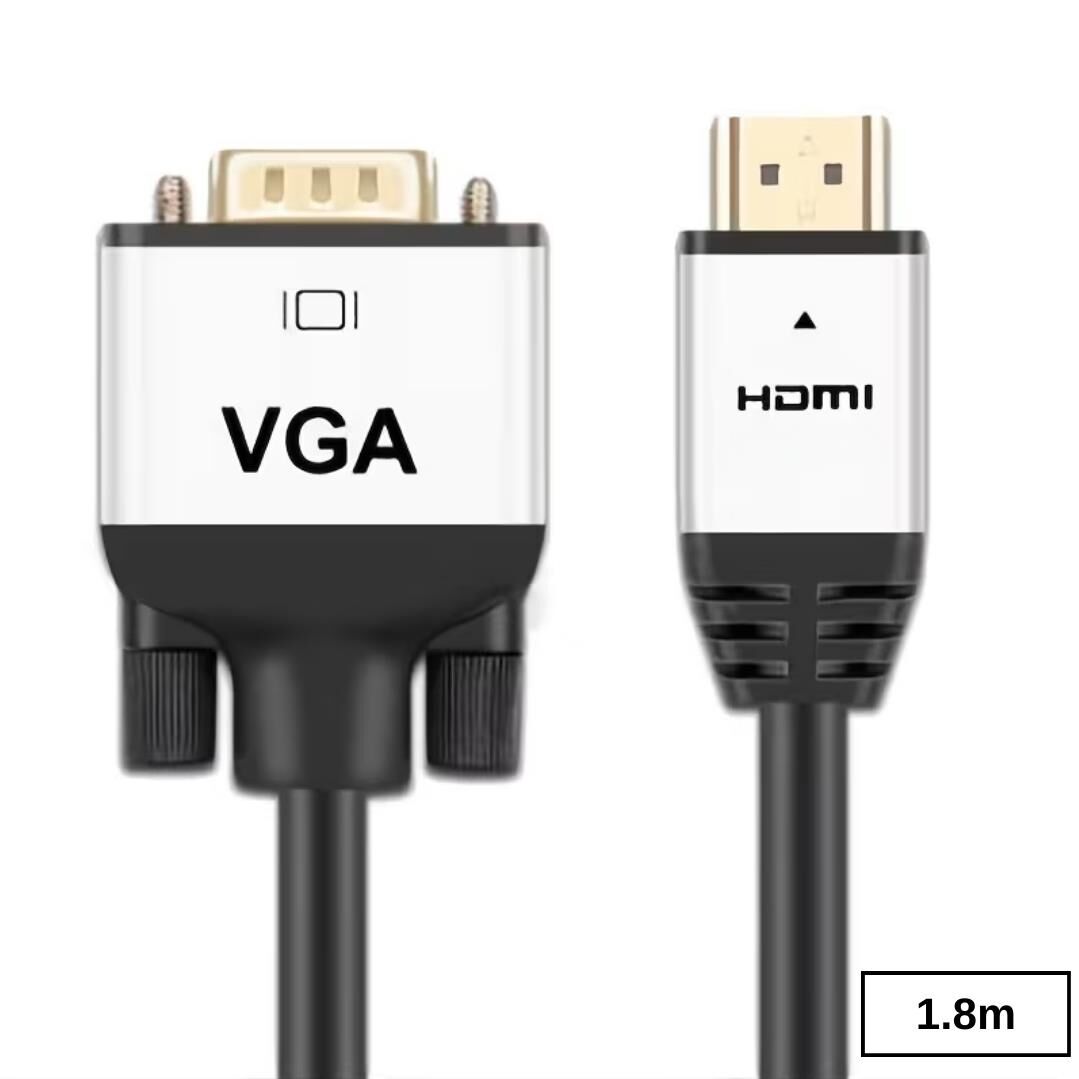 HDMI To VGA Görüntü Çevirici Dönüştürücü Adaptör Monitör Kablosu 1,8m