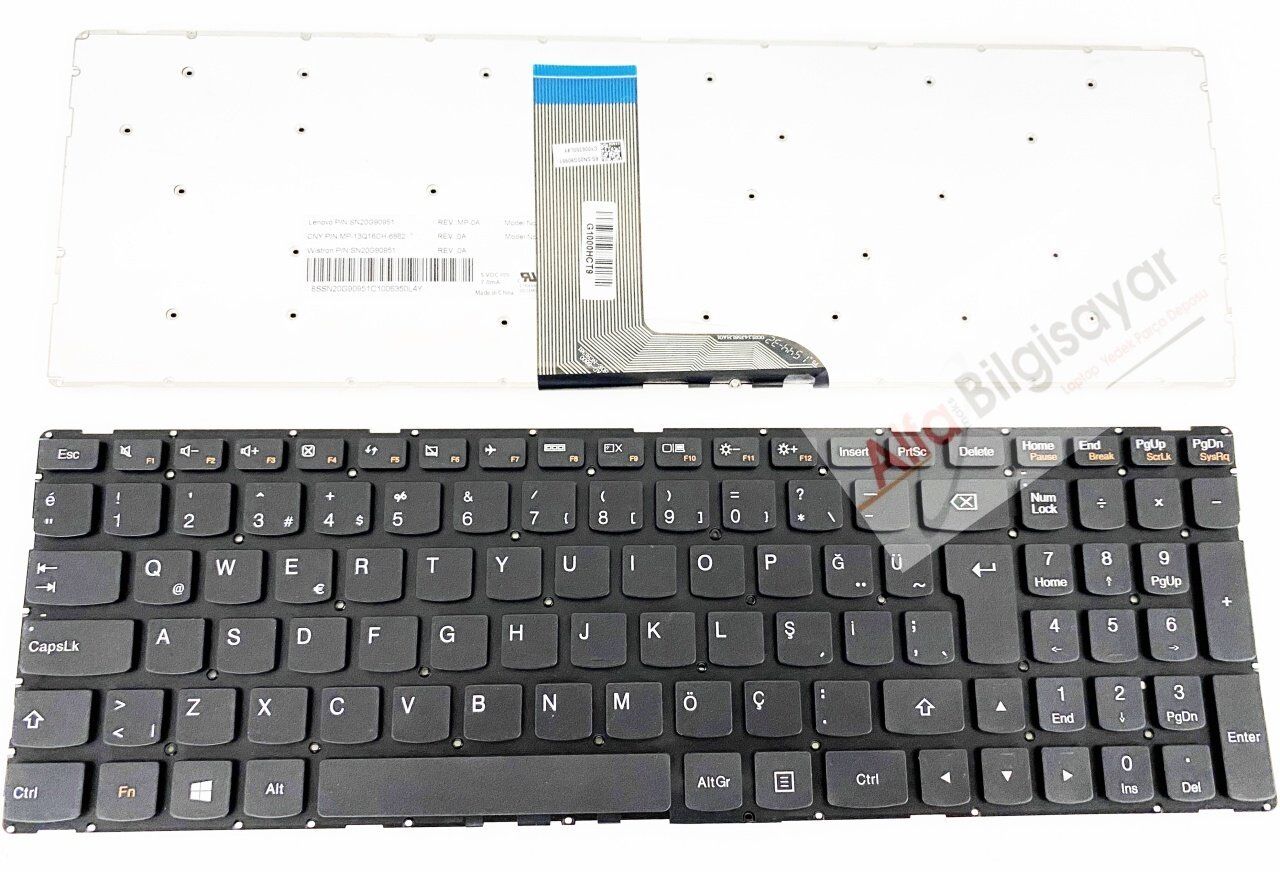 Lenovo  Yoga 500-15 Serisi ideaPad 700-15ISK, Edge 2-1580, Flex 3-1570 700-17ISK Type 80RU, Yoga 500-15IBD, 500-15ISK Yoga 500-15ACL Type 80ND  Yoga 500-15ACL, 500-15IHW  T6S1, T6S1-TR, T6S1B, T6S1B-TR T6ZP1, T6ZP1-TR, T6ZP1B, T6ZP1B-TR Klavye