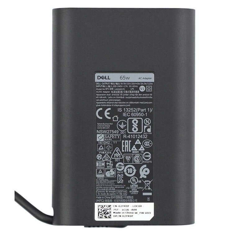 Dell Type-C 65W Orjinal Şarj Adaptörü 20V 3.25A / 12V 2A / 5V 2A DA65NM170, LA65NM170, HA65NM170, LA65NM190 02YK0F 2YK0F JJV9D 0JJV9D 0VT148 0M1WCF, 0JYJNW,