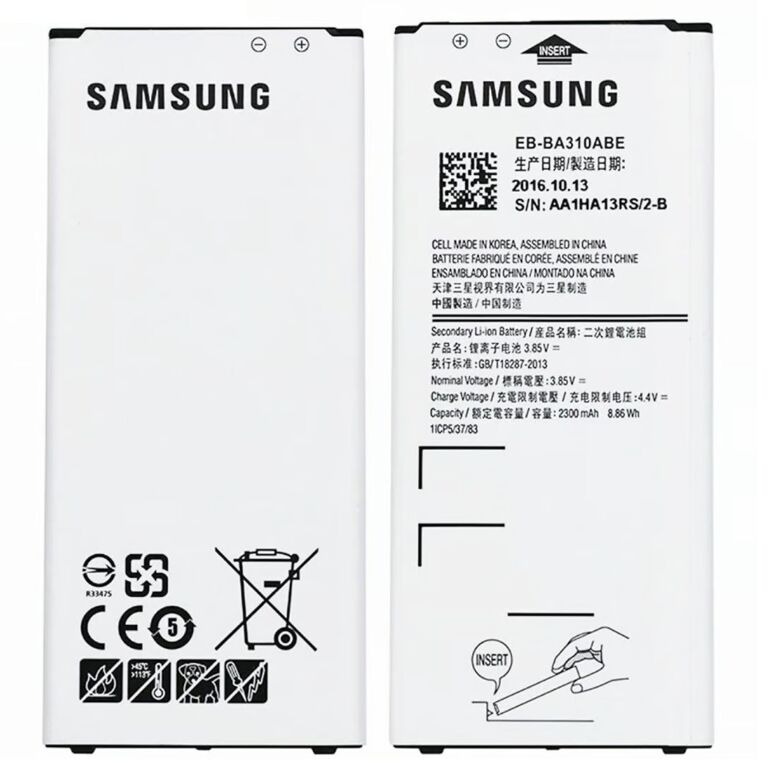 Samsung Orijinal Galaxy A310F SM-A310 4.4V 2300mAh 8.86Wh Cep Telefonu Batarya Pil
