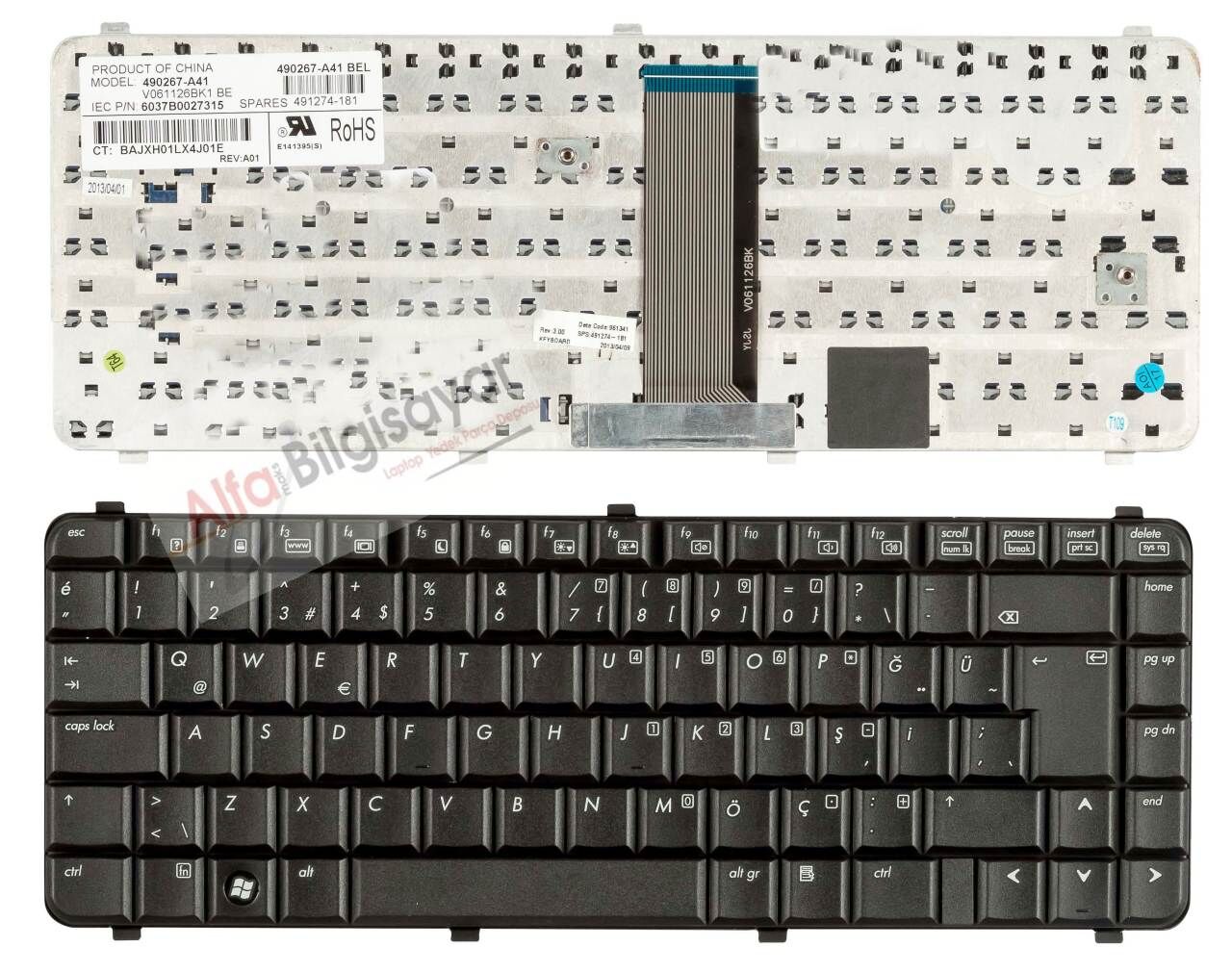 Hp Compaq 6530s, 6531S, 6535s, 6730s, 6735s, NSK-H5R1D, 490267-B31, 491274-B31, Laptop Klavyesi