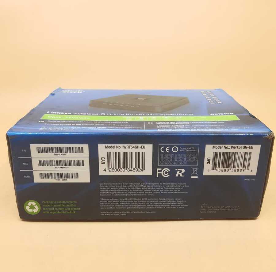 WRT54GH-EU-LINKSYS WRT54GH 125 MBPS WIRELESS-G HOME ROUTER