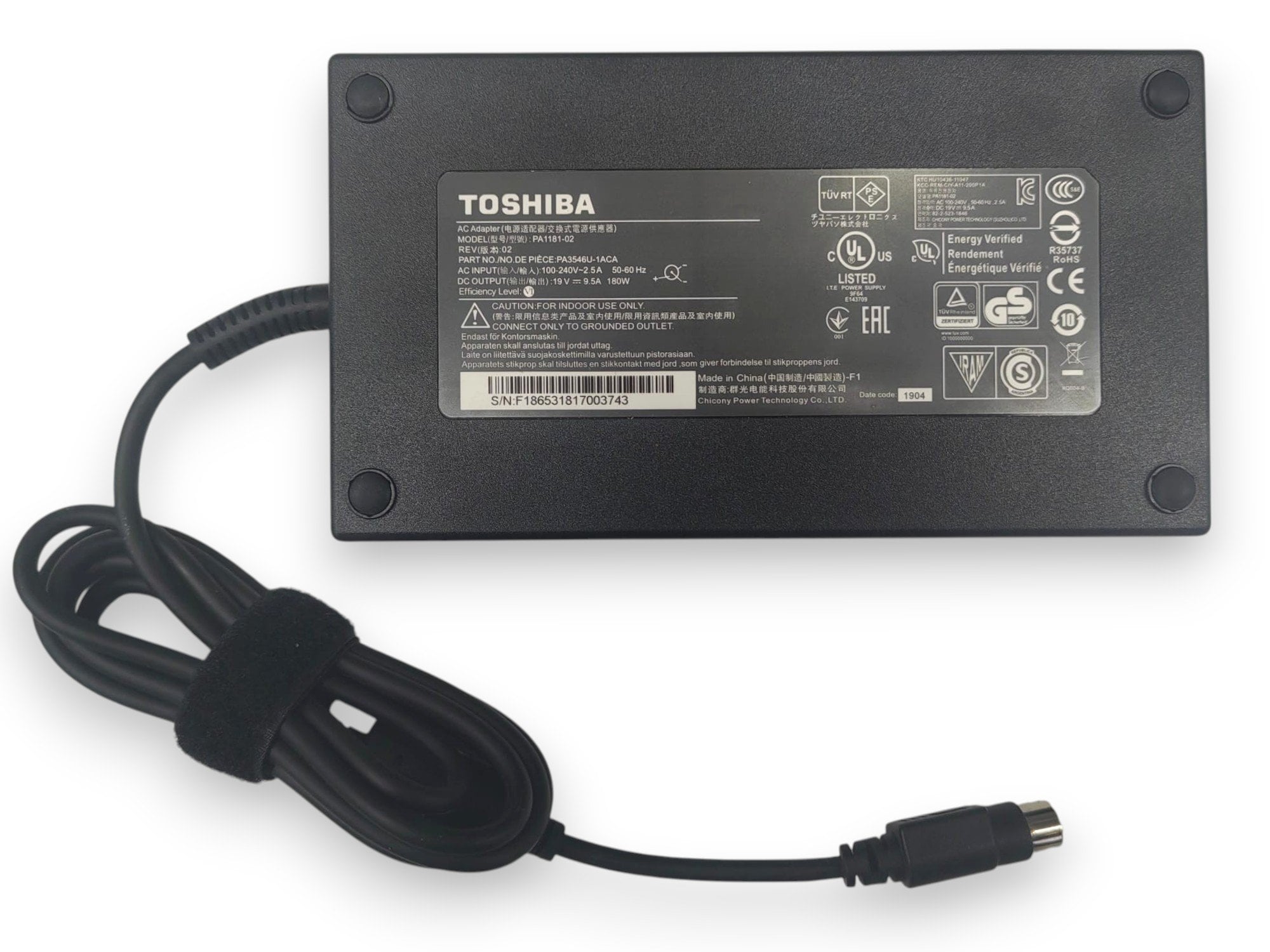 Toshiba 180w 19v 9.5A 4pin Dişi Giriş Toshiba Satellite X200 X500 X870 X875, Qosmio X205 X305 X500 X505 X770 X775 X870 X875 X70 PA3546E-1AC3, ADP-180HB B, PA3673U-1AC3, PA-1181-02, PA3546U-1ACA, PA3546U-1AC3 Orijinal Adaptör Şarj Cihazı PA-1181-02